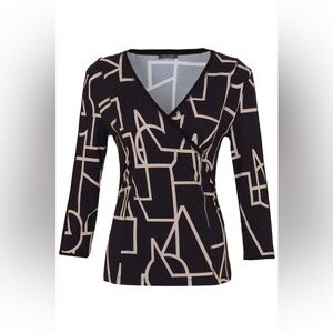DOLCEZZA 73102 BLACK UPBEAT PRINT WRAP STYLE TOP